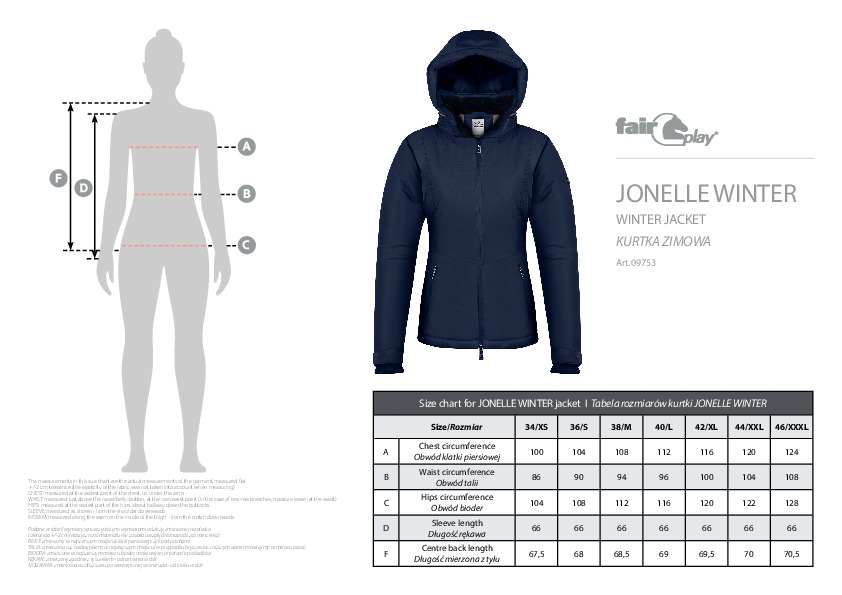 Größentabelle JONELLE WINTER